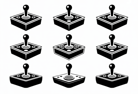 Retro Arcade Joystick Icons Vector Review
