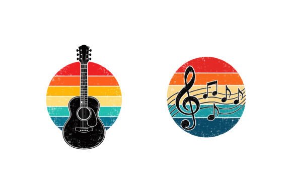 Vintage Retro Music Sunset Badge Collect